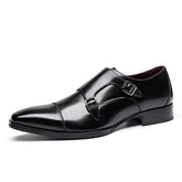 Men's British Style Leather Monk Strap Business Shoes